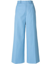 Pantaloni larghi di lana azzurri
