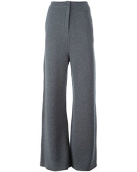 Pantaloni larghi di lana grigio scuro di Stella McCartney