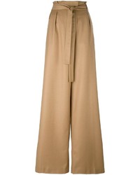 Pantaloni larghi di lana marrone chiaro di MSGM