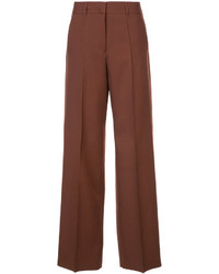 Pantaloni larghi di lana marroni di Jil Sander