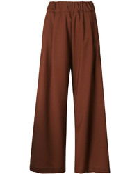 Pantaloni larghi di lana marroni di Semi-Couture