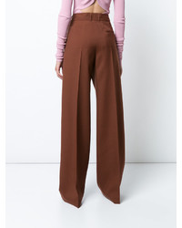 Pantaloni larghi di lana marroni di Jil Sander