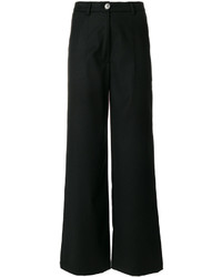 Pantaloni larghi di lana neri di Semi-Couture
