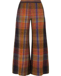 Pantaloni larghi di lana scozzesi arancioni