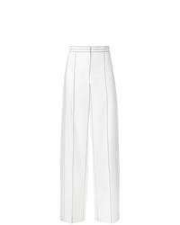Pantaloni larghi di lino a righe verticali bianchi di Cédric Charlier