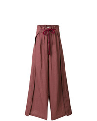 Pantaloni larghi di lino marroni di Masscob