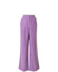 Pantaloni larghi di lino viola chiaro