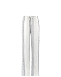 Pantaloni larghi di pizzo a righe verticali grigi di Martha Medeiros