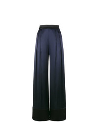 Pantaloni larghi di raso blu scuro di Michael Lo Sordo