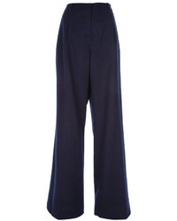 Pantaloni larghi di seta blu scuro di Agnona