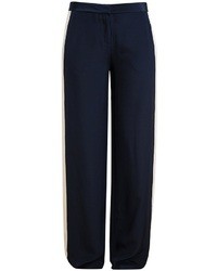 Pantaloni larghi di seta blu scuro di Diane von Furstenberg