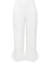 Pantaloni larghi di seta decorati bianchi
