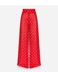 Pantaloni larghi di seta stampati rossi di Christopher Kane