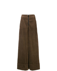 Pantaloni larghi di velluto a coste marrone scuro di Ultràchic