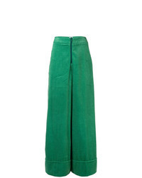 Pantaloni larghi di velluto a coste verdi