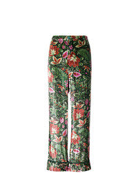 Pantaloni larghi di velluto a fiori verdi di F.R.S For Restless Sleepers