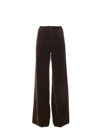 Pantaloni larghi di velluto marrone scuro
