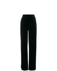 Pantaloni larghi di velluto neri di Talbot Runhof