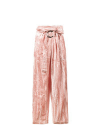 Pantaloni larghi di velluto rosa