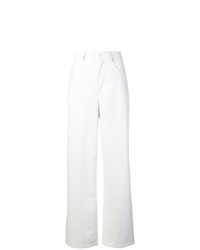 Pantaloni larghi in pelle bianchi