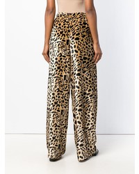 Pantaloni larghi in pelle leopardati marrone chiaro di Michel Klein