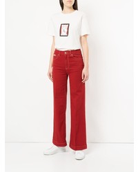 Pantaloni larghi rossi di Alexa Chung