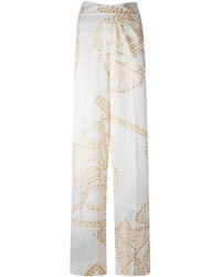 Pantaloni larghi stampati bianchi di Agnona