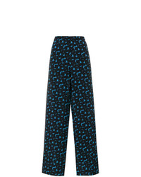 Pantaloni larghi stampati blu scuro di Marni