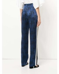 Pantaloni larghi stampati blu scuro di Lanvin