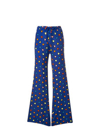 Pantaloni larghi stampati blu di Love Moschino