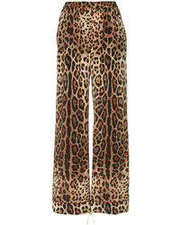 Pantaloni larghi stampati marrone chiaro di Dolce & Gabbana