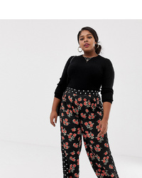 Pantaloni larghi stampati neri di Neon Rose Plus