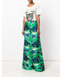 Pantaloni larghi stampati verdi di Gucci