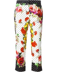 Pantaloni skinny a fiori bianchi e rossi di Dolce & Gabbana