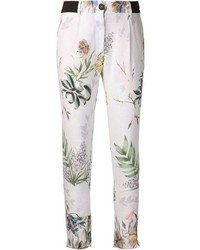 Pantaloni skinny a fiori bianchi e verdi di Forte Forte