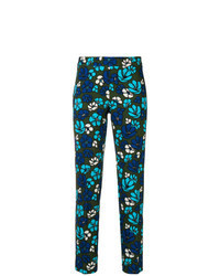 Pantaloni skinny a fiori blu