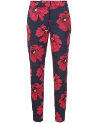 Pantaloni skinny a fiori blu scuro di Lela Rose