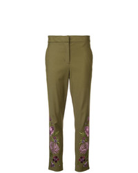 Pantaloni skinny a fiori verde oliva di Josie Natori