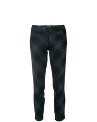 Pantaloni skinny a quadri verde scuro