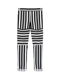 Pantaloni skinny a righe orizzontali neri e bianchi