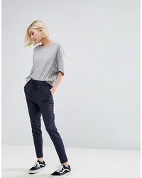 Pantaloni skinny a righe verticali blu scuro