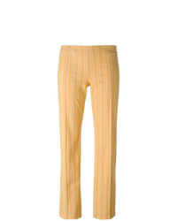 Pantaloni skinny a righe verticali gialli di Romeo Gigli Vintage