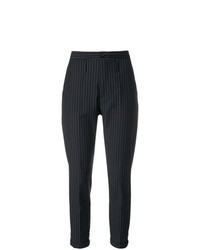 Pantaloni skinny a righe verticali grigio scuro