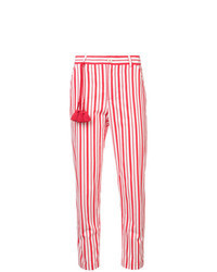 Pantaloni skinny a righe verticali rossi