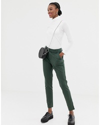 Pantaloni skinny a righe verticali verde scuro