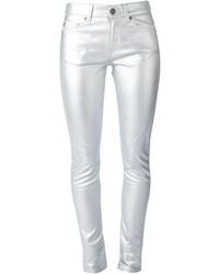 Pantaloni skinny argento di Saint Laurent