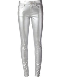 Pantaloni skinny argento di Saint Laurent