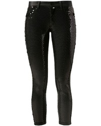 Pantaloni skinny con paillettes neri di Comme des Garcons