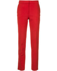 Pantaloni skinny di lana rossi di Oscar de la Renta