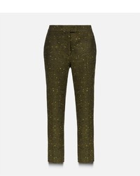 Pantaloni skinny di lana verde oliva di Christopher Kane